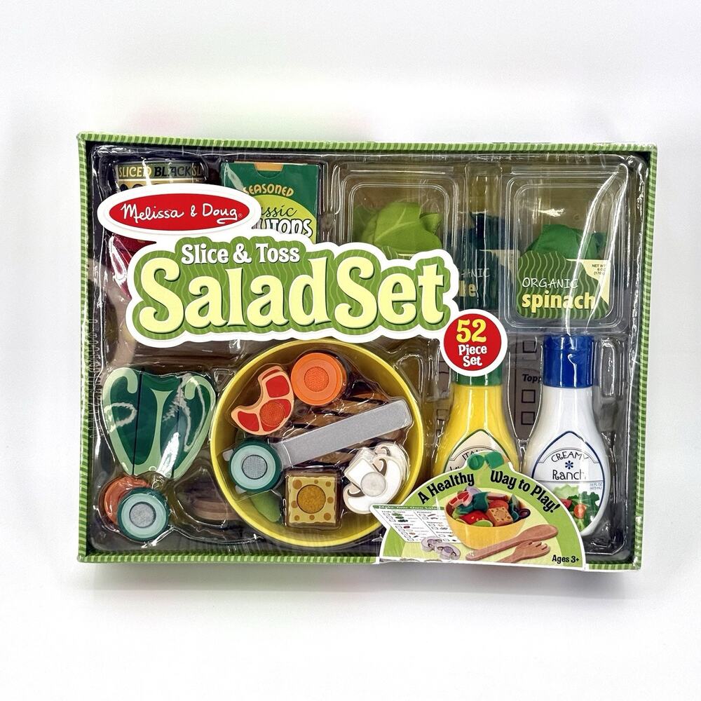 Melissa & Doug Slice & Toss Salad Play Food Set with 52 Wooden and Felt Pieces
